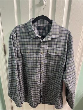 Coast Harbor Men's Green & Blue Plaid Button-Down Shirt